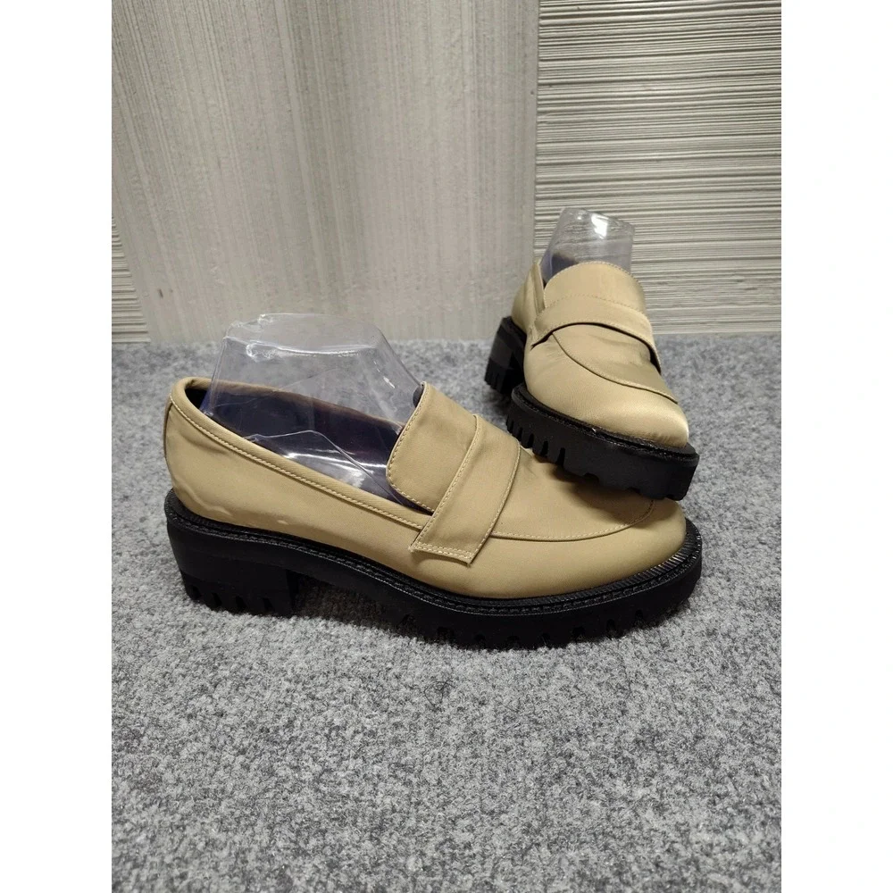 Aerosoles Rodney Women Platform Shoe 8.5M Taupe Slip On Textile Comfort Loafer
